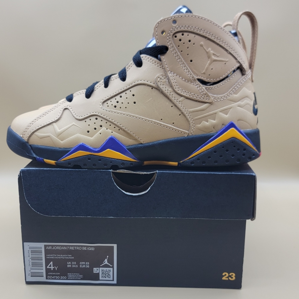 Nike Air Jordan 7 Retro GS 'Afrobeats' Youth Kids Shoes Size 4Y Tan Black New